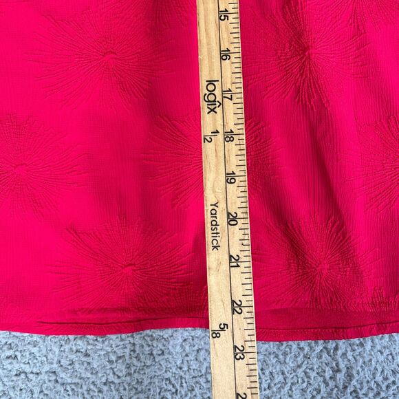Liz Clairborne Blouse Womens M Red Floral Bell Sleeve Stretch Textured - Picture 10 of 12